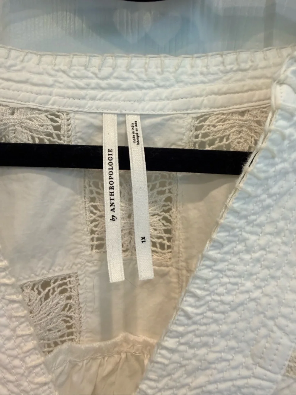 Anthropologie Cream Puff-Sleeve Embroidered Blouse - Picture 7 of 7